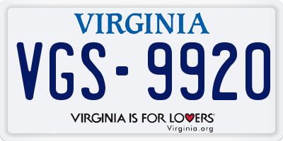 VA license plate VGS9920