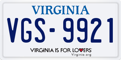 VA license plate VGS9921