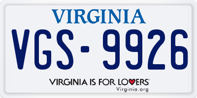 VA license plate VGS9926