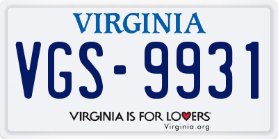VA license plate VGS9931