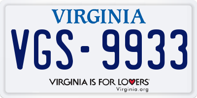 VA license plate VGS9933
