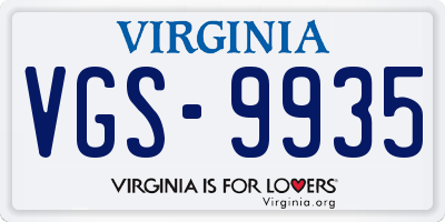 VA license plate VGS9935