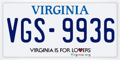 VA license plate VGS9936