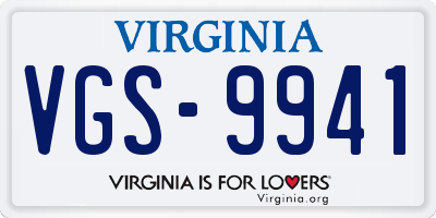 VA license plate VGS9941
