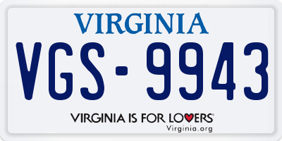 VA license plate VGS9943