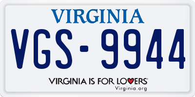 VA license plate VGS9944