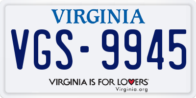 VA license plate VGS9945