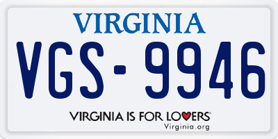 VA license plate VGS9946
