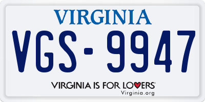 VA license plate VGS9947