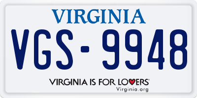 VA license plate VGS9948