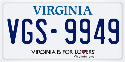 VA license plate VGS9949