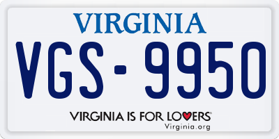 VA license plate VGS9950