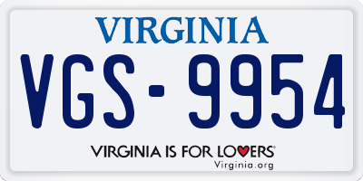 VA license plate VGS9954