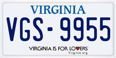 VA license plate VGS9955
