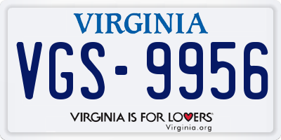 VA license plate VGS9956