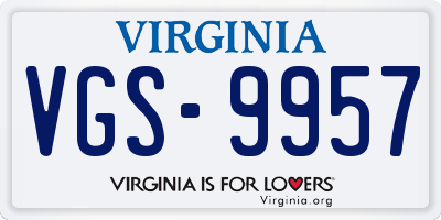 VA license plate VGS9957