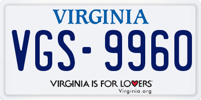 VA license plate VGS9960