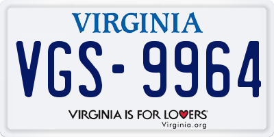 VA license plate VGS9964