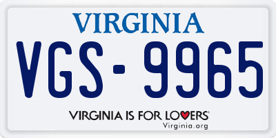 VA license plate VGS9965