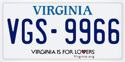 VA license plate VGS9966