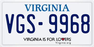 VA license plate VGS9968