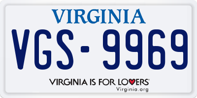 VA license plate VGS9969