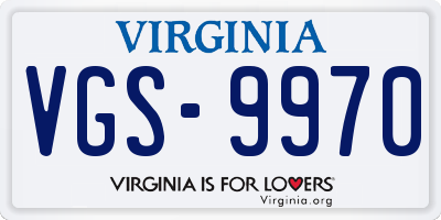 VA license plate VGS9970