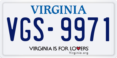 VA license plate VGS9971