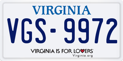 VA license plate VGS9972