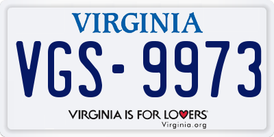 VA license plate VGS9973