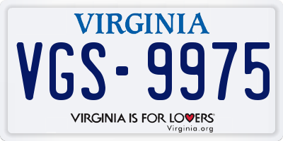 VA license plate VGS9975