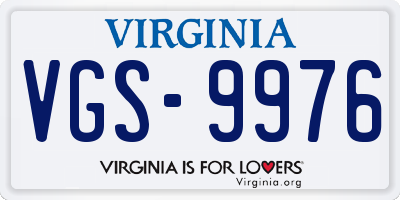 VA license plate VGS9976