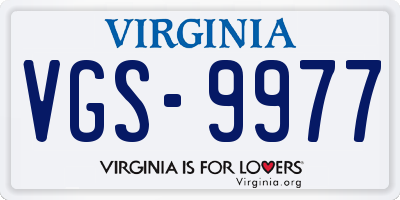 VA license plate VGS9977