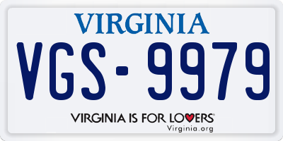 VA license plate VGS9979