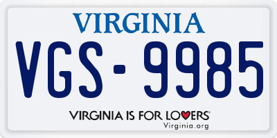 VA license plate VGS9985