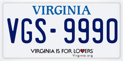 VA license plate VGS9990