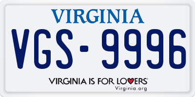 VA license plate VGS9996