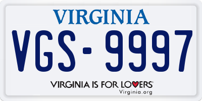 VA license plate VGS9997