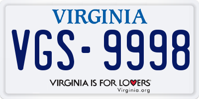 VA license plate VGS9998