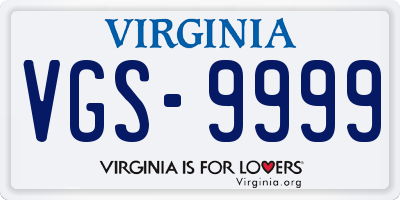 VA license plate VGS9999