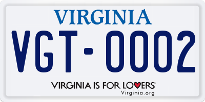 VA license plate VGT0002
