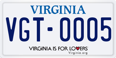 VA license plate VGT0005