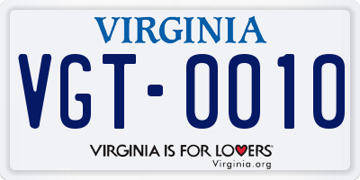 VA license plate VGT0010