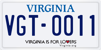 VA license plate VGT0011