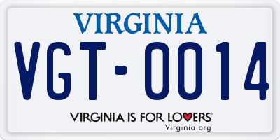 VA license plate VGT0014