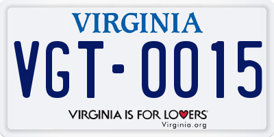 VA license plate VGT0015