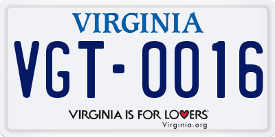 VA license plate VGT0016