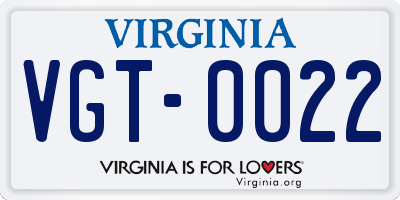 VA license plate VGT0022