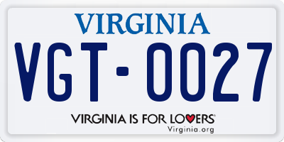 VA license plate VGT0027