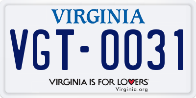 VA license plate VGT0031